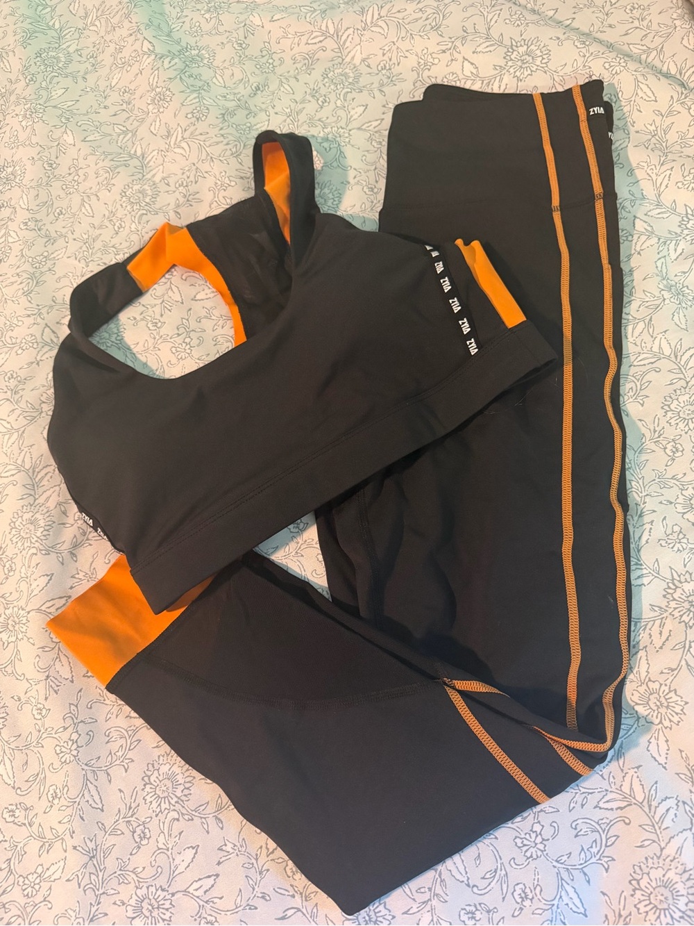 Black & Orange Athletic Set - Sports Bra and Leggings
